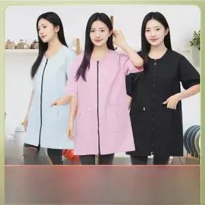 여성용 경량 통기성 앞치마 주방 작업복 기름 방지 방수 요리에 이상적 여름용 얇은