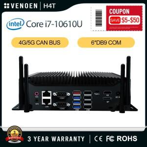 CAN 버스 코어 i7-10610U 산업용 팬리스 미니 소형 PC RS232 RS485 HDMI EDP 타입-C GPIO 윈도우11 컴퓨터