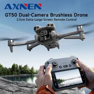 AXNEN GT50 업그레이드 드론 듀얼 카메라 8K 공중 항공기 장애물 회피 접이식 대형 스크린 원격 제어 쿼드