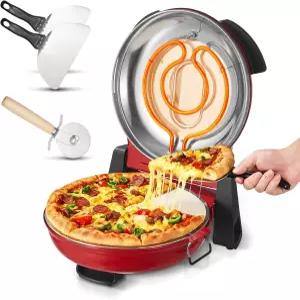 VEVOR 피자 오븐 12인치 전기 메이커 1200W 조리대 코디에라이트 스톤 5레벨 듀얼 온도 조절 노브 Max 788