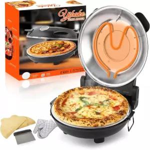 YIBAKE 12인치 전기 피자 오븐 - 세라믹 스톤이 있는 카운터탑 메이커 최대 800°F 가열 홈메이드 위한