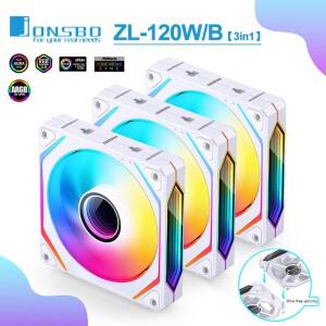 Jonsbo ZL-120W 케이스 팬 ARGB 120mm CPU 냉각 4PIN PWM 온도 제어 정방향/역방향 컴퓨터