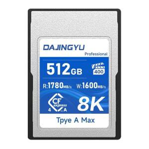 DAJINGYU 512GB CFExpress 4.0 타입 A 메모리 카드 VPG400 1780MB /S 읽기 및 1600MB 쓰기 8K RAW /4K 120P 충격 방지 소니호환 FX3 FX6 a7m4 / a7m5 a7r5 카메라와 호환 가능