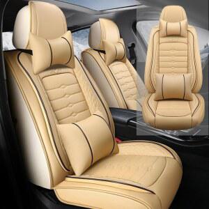 재규어 XJ8 2004-2008용 UCSYCX 카시트 커버 미끄럼 방지 백킹 및 에어백 호환 시트 커버가 있는 올시즌 유니버설 핏 방수 시트 프로텍터(베이지 2인승 럭셔리)
