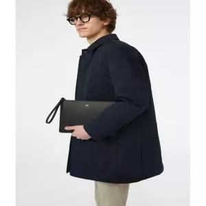닥스 액세서리 남성 25FW [핫딜][스테디셀러] 블랙 로고프린트 소가죽 클러치백 WBBA5F102BK