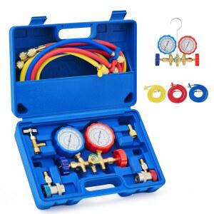 오리온 모터 테크 3방향 AC 매니폴드 게이지 세트 5피트 호스