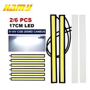 26피스 17CM 자동차 LED 빛 COB DRL 운전 주간 주행 등 12V 7000K 화이트 바 알루미늄 줄무늬 패널 작업 조