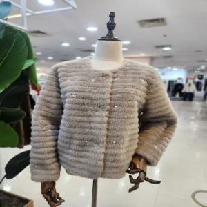 여성 인조무스탕 진주 일자라인 퍼자켓 M4WAJ116