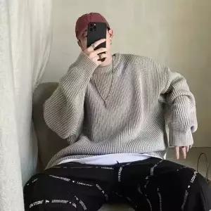 반팔 니트 티 여름 가을 겨울 젊은 남성 루즈핏 숄더 스웨터 일본 레트로 복고풍 엔틱 파인애플호환 호환