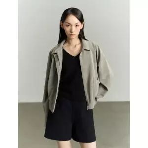 RE RHEE SNAP BUTTON FAUX LEATHER JACKET ASH GRAY 1011530
