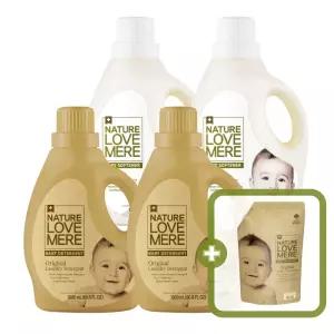 네이쳐러브메레 아기세탁세제 용기형 1800ml 2개 + 아기섬유유연제 용기형 1800ml 2개 [GIFT] 아기세제 리필 오리지널향 500ml 1팩