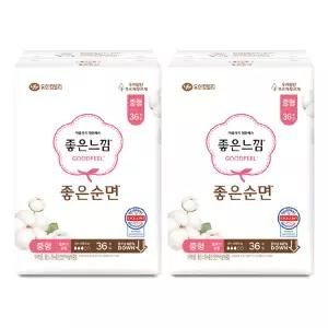 좋은느낌 좋은순면 날개형 울트라슬림, 중형, 36매, 2개