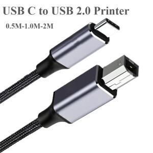 USB C to B 2.0 프린터 브레이디드 케이블 스캐너용 에프슨 HP 캐논 호환호환 브라더 맥북 호환 프로 MIDI