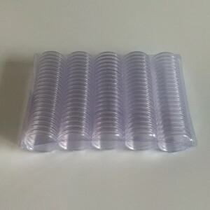 100 개/몫 25mm 투명 동전 홀더 캡슐 상자 수납함 라운드 디스플레이 케이스 액세서리