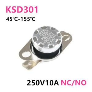 KSD301 0C-155C 온도 스위치 조절기 45C 80C 학위 10A 250V 정상 폐쇄 개방