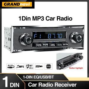 Grandnavi 1 Din 자동차 라디오 MP3 플레이어 클래식 레트로 복고풍 엔틱 스테레오 지원 FM AUX EQ USB 입