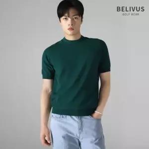 빌리버스 남자 부클 라운드넥 반팔 니트 골프웨어 WS226