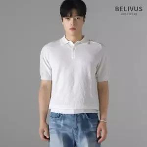 빌리버스 남자 부클 카라 반팔 니트 골프웨어 WS225