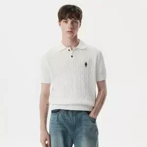 후아유 Steve Collar Cable Short Sleeve Sweater WHKAG2424U