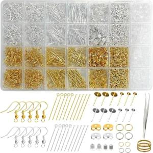 3780Pc 귀걸이 제작 용품 키트 후크 핀 점프 링 백 게시물 및 주얼리 결과가 포함된 하드웨어 부품 수리