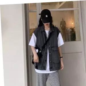 여자 2컬러 여름 빈티지 데님조끼 청조끼 조끼자켓