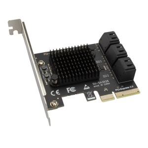 SATA PCIe 어댑터 4 포트/6 III-PCI Express 3.0 X1 컨트롤러 확장 카드  X4/X8/X16 6 gbps와 호환 가능