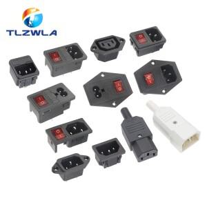 IEC 320 C13 AC 인렛 전원 플매트 카펫 러그 소켓  250V 10A 퓨즈 레드 램프 로커 스위치  재배선 가능 3
