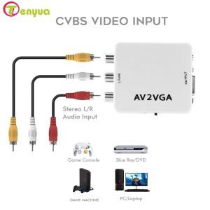 VGA to RCA AV 컨버터 어댑터 (TV 박스 PC용 3.5mm 오디오 케이블 포함) 1080P CVBS