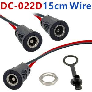5.5x2.1mm/5.5x2.5mm 10A 고전류 DC 전원 소켓 DIY 방수 커넥터 너트 스냅 포함 / 15cm 와이어 캡