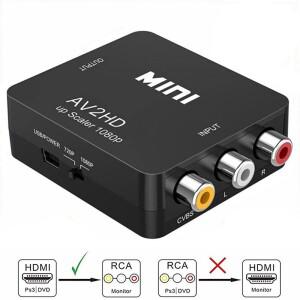 HDMI 호환 AV 어댑터 1080P 비디오 컴포지트 컨버터 RCA to HDTV CVSB L R 스케일러 박스