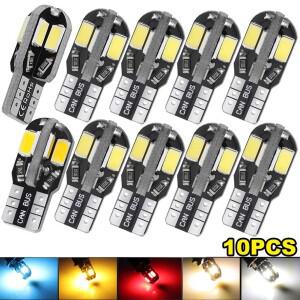 10PCS W5W T10 LED CANBUS 오류 없음 12V 600Lm 슈퍼 밝은 자동차 인테리어 사이드 라이트 194 3030 SMD 전