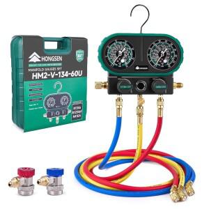 홍센 HM2-V-134 압력 게이지 세트  R134  R410 냉매 충전 매니폴드 키트 (자동차 에어컨용)