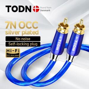 TODN 디지털 오디오 동축 케이블 75Ω 은도금 7N OCC RCA to 남성 스테레오 스피커 하이파이 서브우퍼
