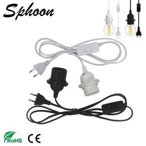1.8m 램프베이스 홀더 전원 코드 케이블 E26 EU 걸이펜던트 LED 전등 소켓 어댑터 스위치 220V