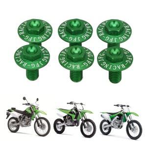 AnXin 6개 CNC 그린 포크 가드 볼트 KX80 KX85 KX125 KX250F KX450F KLX450R KLX300R KLX450R KLX150BF KLX250 /D-TRACKER RMZ250 250SB BETA RR2T 125-300 RR4T 350-500 오토바이용 나사