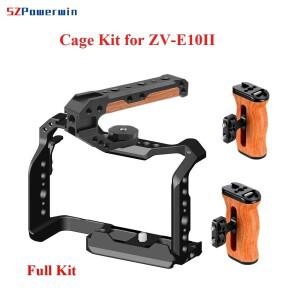 소니 호환호환 ZV-E10II E10 II 용 SZPowerwin 카메라 케이지 나무 핸드 그리드 핸들 키트 알루미늄 합금