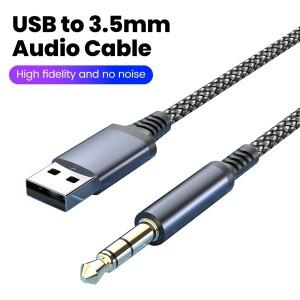 Elough USB 3.5MM Aux 오디오 케이블 A 남성 잭 연장 자동차 헤드셋 스피커 PC 어댑터 라인