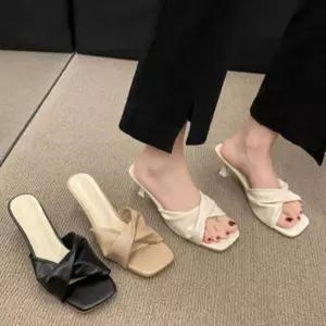 프렌치 샌들 힐 7cm 신발 슈즈 여름 여성 여자 구두 슬리퍼 뮬