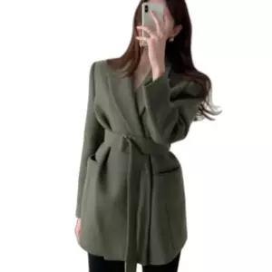 여성코트 코트 허리벨트 하프 클래식 여성 반코트 아우터 미디 겨울 여자