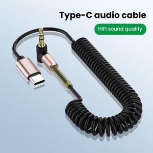 USB C to 3.5mm AUX 오디오 케이블 헤드폰 스피커 타입-C 고속 동기화 스프링 하이파이 차량용 어댑터 삼성