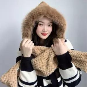 [하프클럽/]코지데잇 후드 머플러 50x32cm 브라운