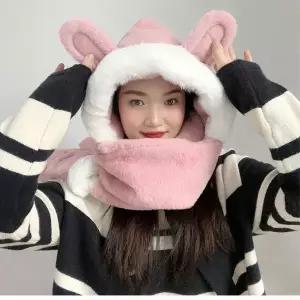 [하프클럽/]토끼 후드 머플러 50x34cm 핑크