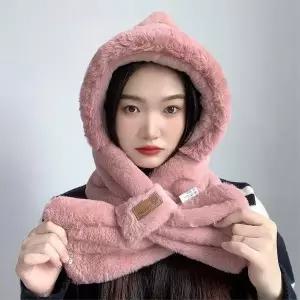[하프클럽/]소프트퍼 후드 머플러 50x34cm 핑크