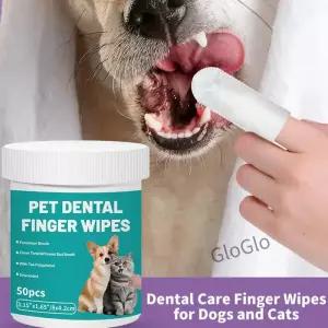 반려동물 일회용 청소 물티슈 강아지 손가락 고양이 귀 및 눈 미용 위생 제품 50개