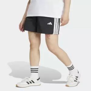 아디다스 ADIDAS 에센셜 3-스트라이프 라이프스타일 우븐 숏 팬츠 - 블랙 화이트 JE1309