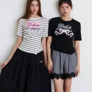 에고이스트 [BLUE LABEL] 밑단 언발 프린팅 반팔 티셔츠 ES2OTH01 427803