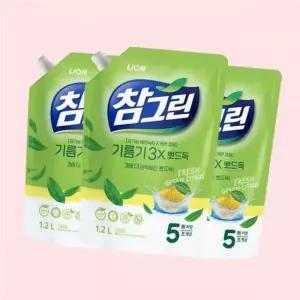 참그린 레몬 녹차 뽀드득 주방세제 리필 1.2L 3개 4443552