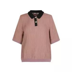 크로커다일 레이디인견혼방 배색카라 블라우스 CLEMBL502