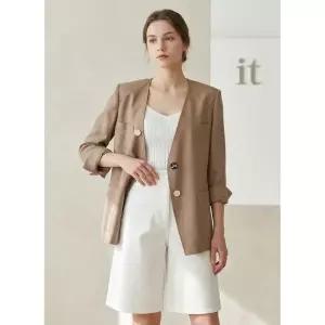 수량한정 잇미샤 버튼 포인트 브이넥 칼라리스 자켓 ITQ4YJK810 2728889