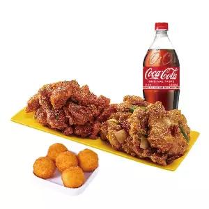 (노랑통닭) (순살/뼈)반반치킨(양념/깐풍)+오리지널치즈볼+콜라1.25L